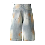 Rust-Dyed Ripped Bermuda Shorts