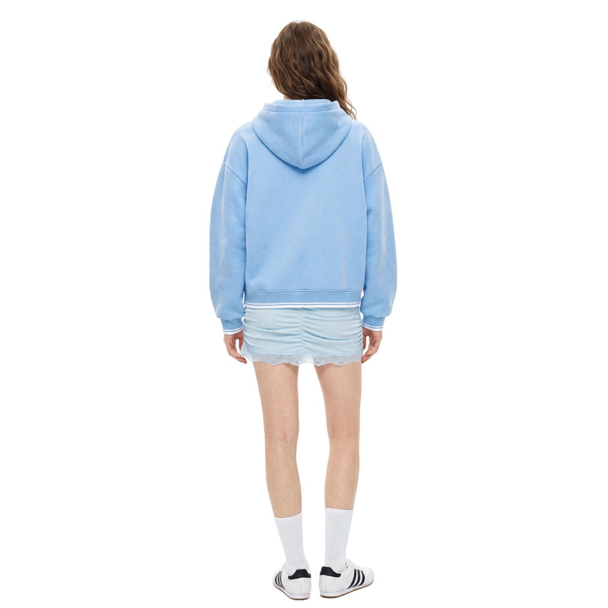 Color‑Block Ribbed Loose Warm Hoodie