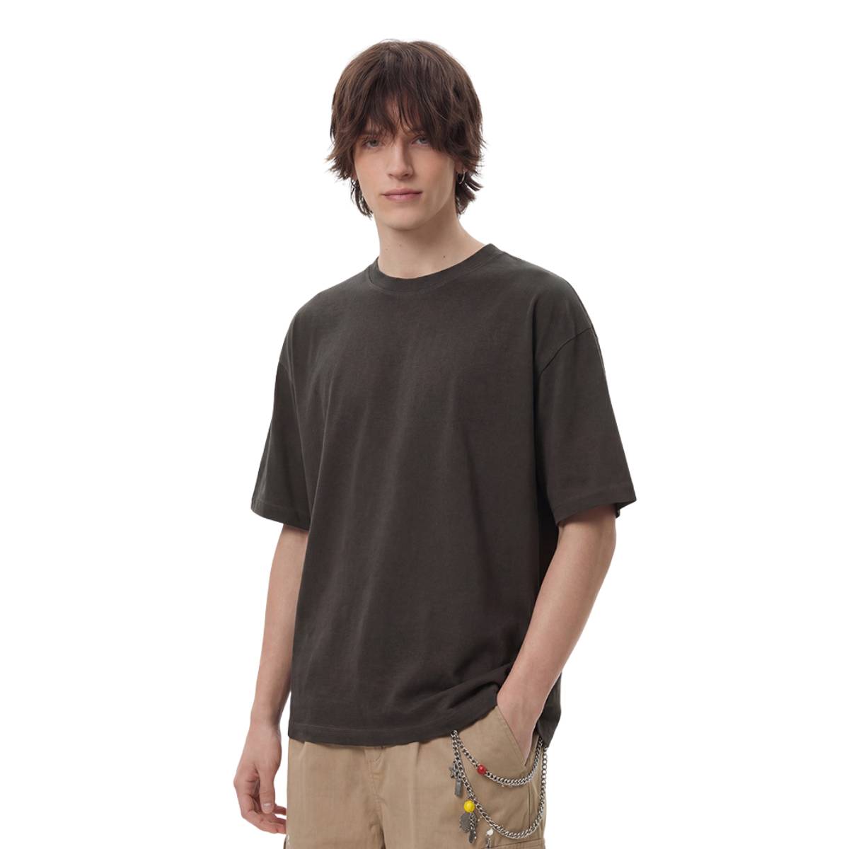 Camiseta destructiva de peso pesado con borde crudo de 10 oz