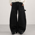 Black Cargo High Waist Wide Leg Jeans