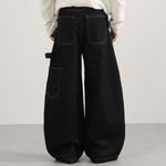 Black Cargo High Waist Wide Leg Jeans