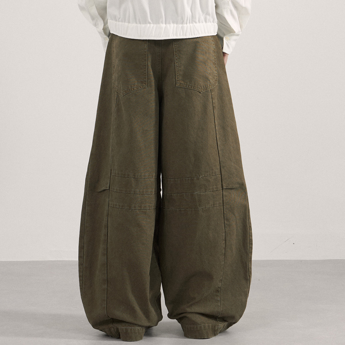 Curved Blade Wide Leg Patchwork Casual Pants