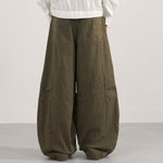 Curved Blade Wide Leg Patchwork Casual Pants