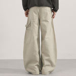 Curved Seam Cargo Loose Fit Pants