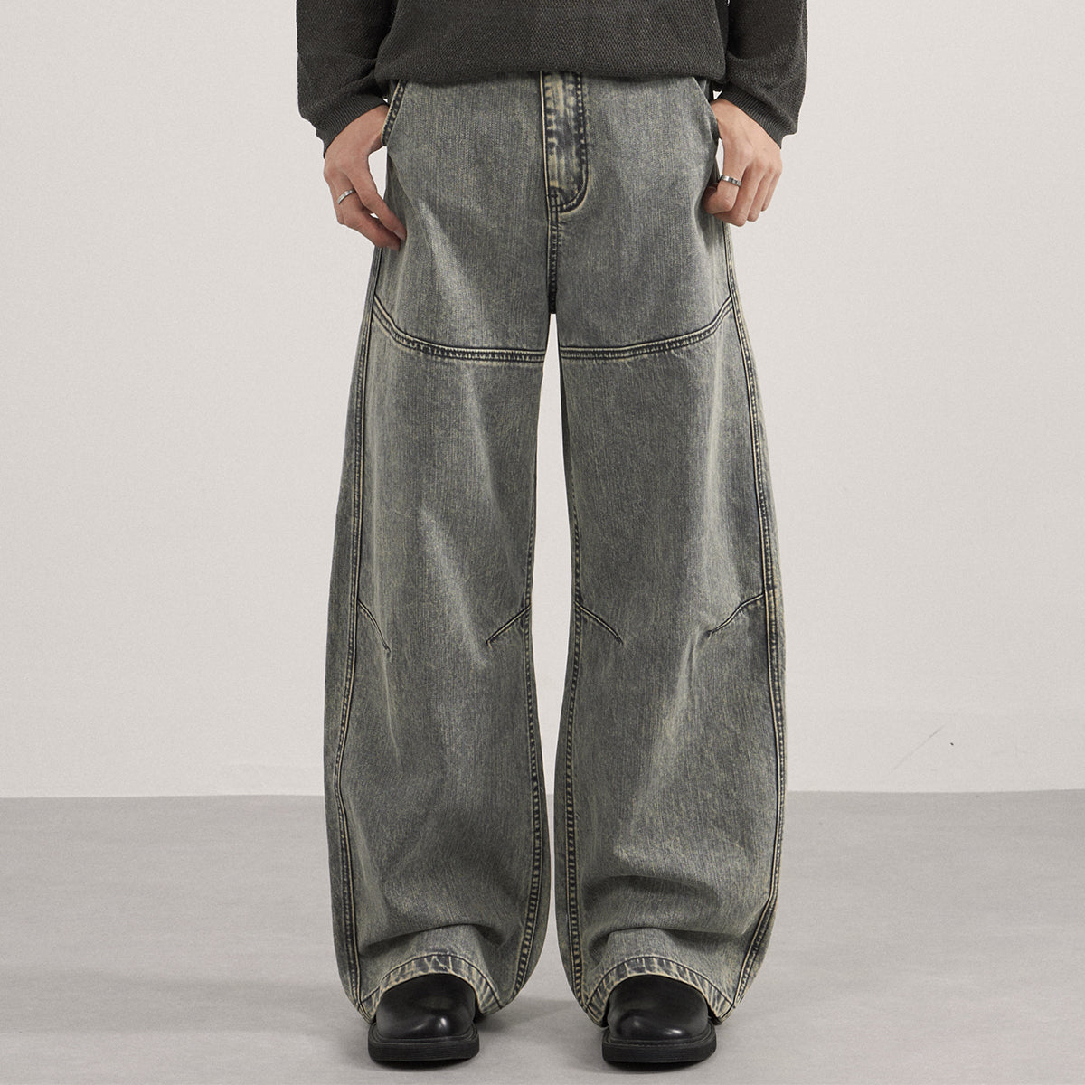 Wide Leg High Waist Distressed Denim Jeans