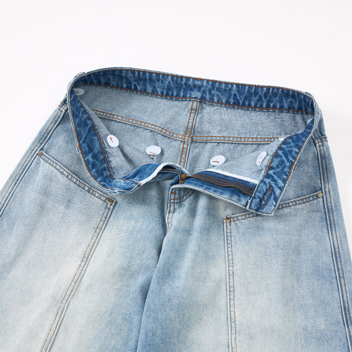 Oversized Pocket Distressed Wide Leg Vintage Jeans