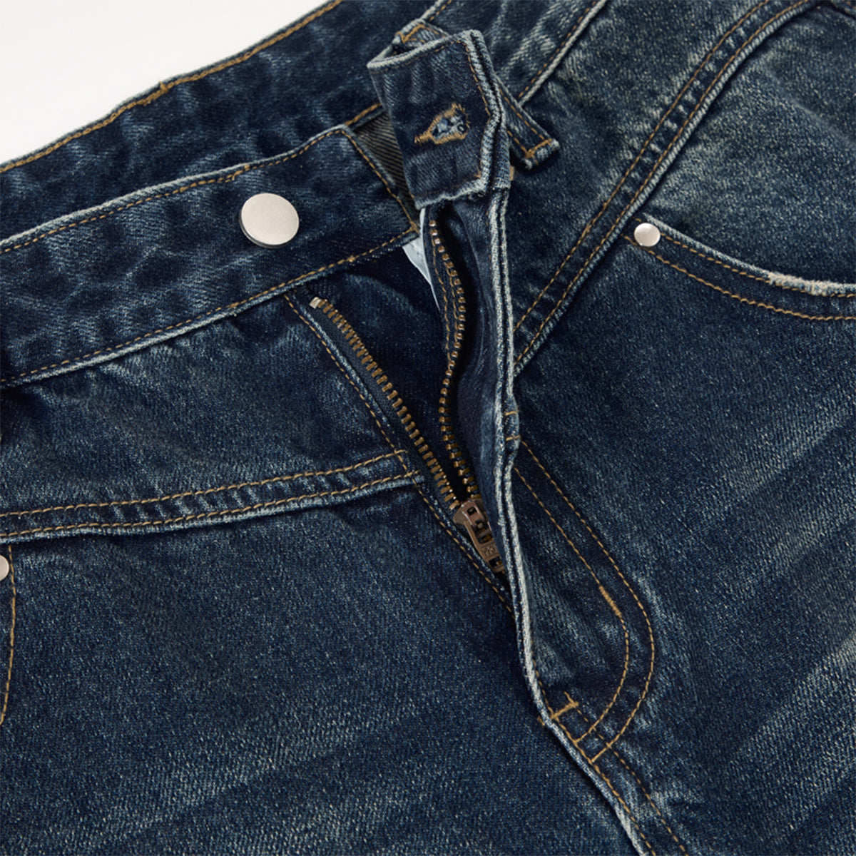 Retro Patchwork Curved Blade Denim Jeans