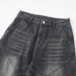 Cargo Wide Leg Distressed Wash Denim Jeans