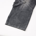 Cargo Wide Leg Distressed Wash Denim Jeans