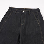 Contrast Stitching Wide Leg Dark Wash Denim Jeans