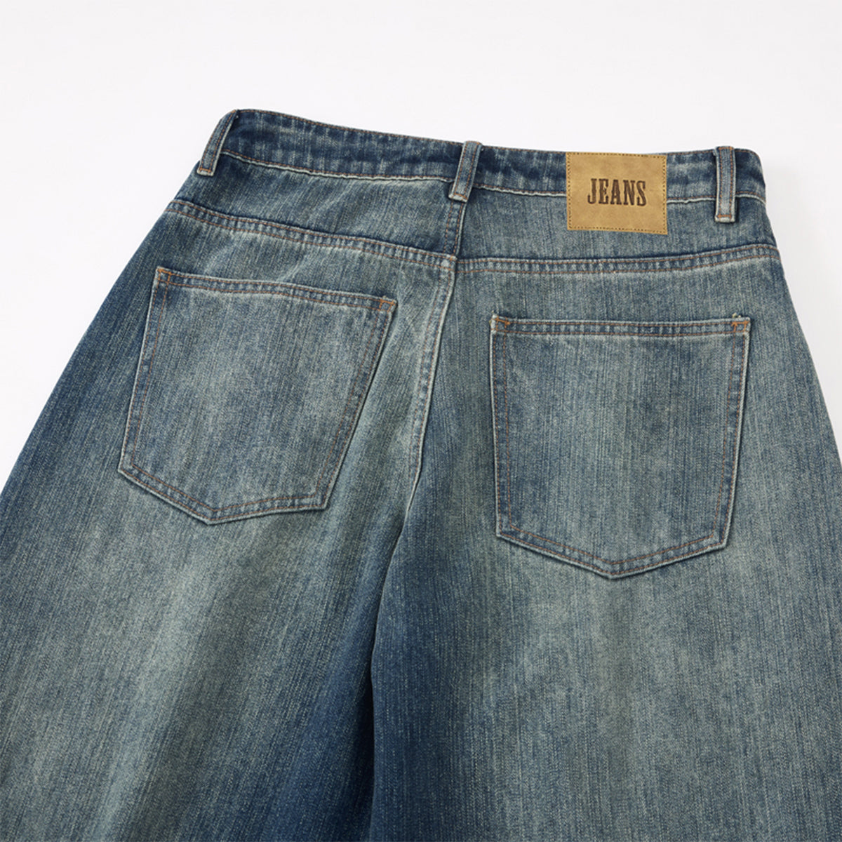 High Waist Pleated Wide Leg Vintage Wash Jeans