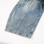 Distressed Cargo Style Wide Leg Denim Jeans