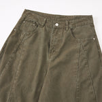 Curved Blade Wide Leg Patchwork Casual Pants