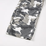 Utility Style Camo Print Wide Leg Cargo Pants