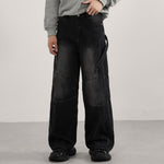 Artistic Patchwork Vintage Black Wide Leg Jeans