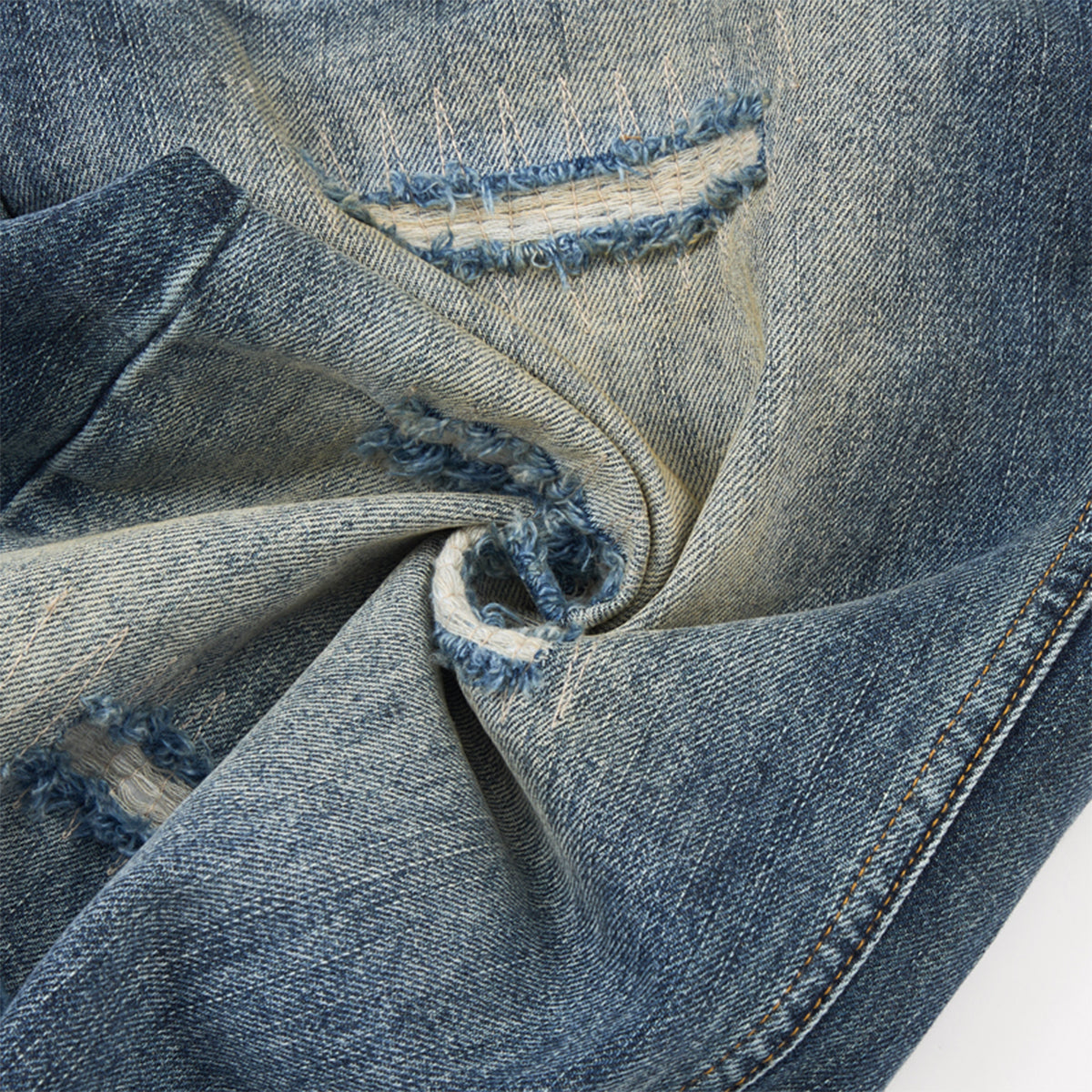 Ripped Wide Leg Vintage Fade Distressed Denim Jeans