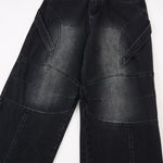 Artistic Patchwork Vintage Black Wide Leg Jeans