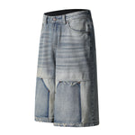 Vintage Wash Straight Leg Denim Bermuda Shorts