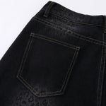 Black Leopard Print Denim Bermuda Shorts