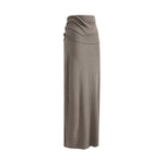High Waist Ruched Knit Maxi Skirt