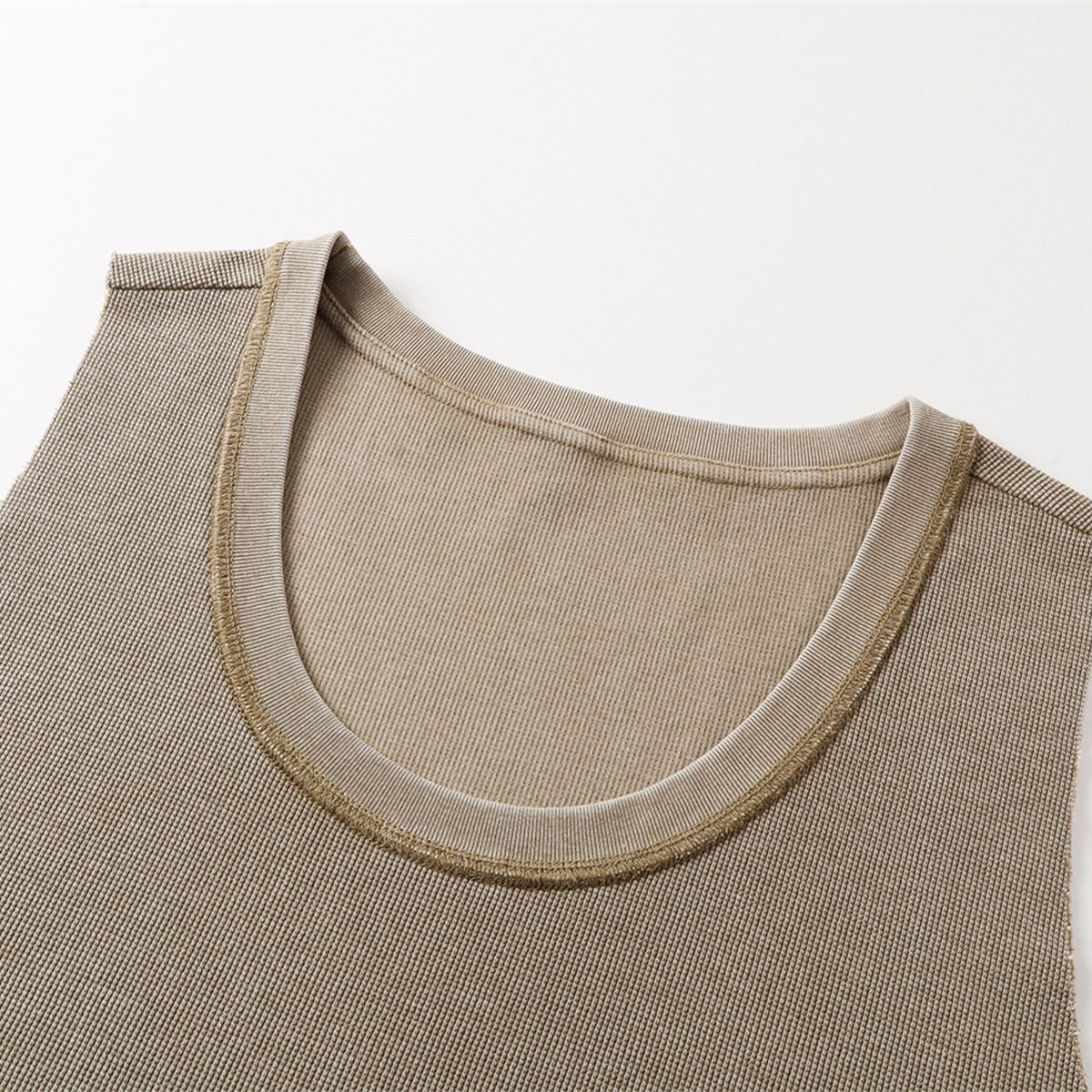 Wax-Dye Waffle Knit Vintage Washed U-Neck Vest