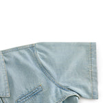 Vestido camisero vaquero midi plisado de manga corta