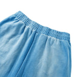 Monkey Wash Ripped Distressed Curved Wide Leg Cotton Sweatpants