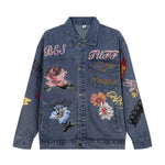 Shorts vaqueros con mariposas bordadas y adornados con perlas