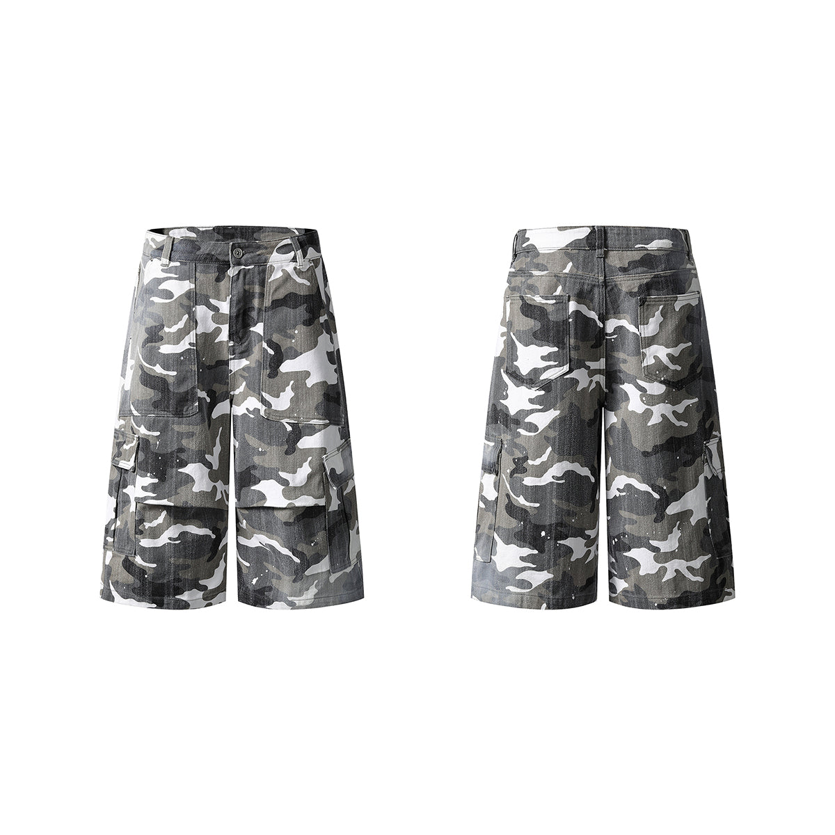 Straight Leg Camo Cargo Bermuda Shorts