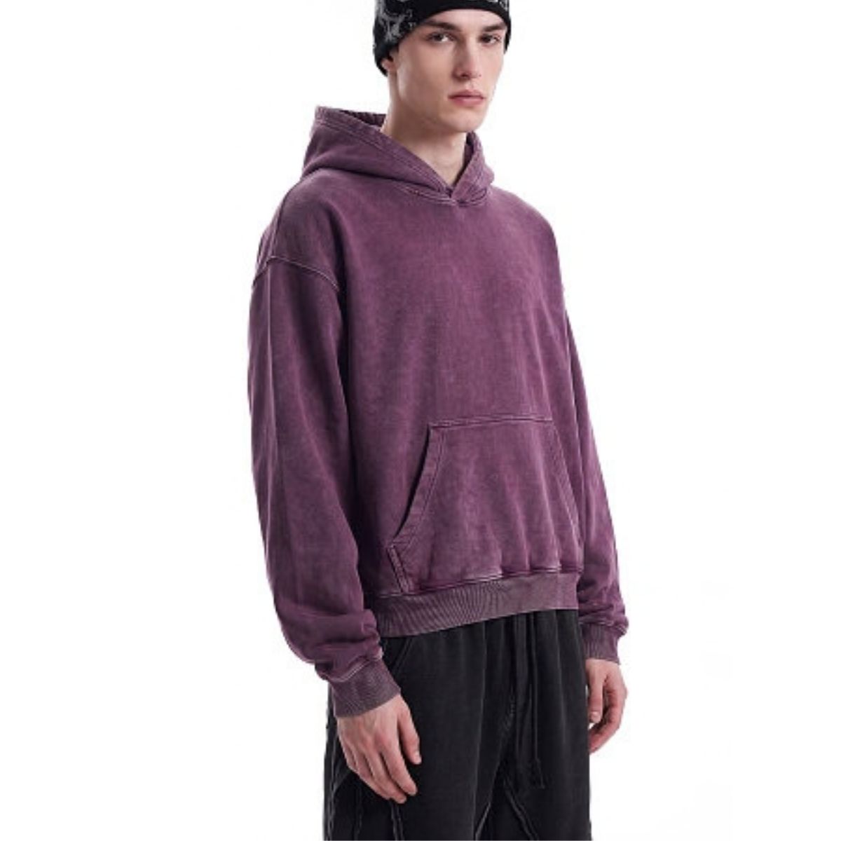 Snow Wash Vintage Distressed Ripped Hoodie