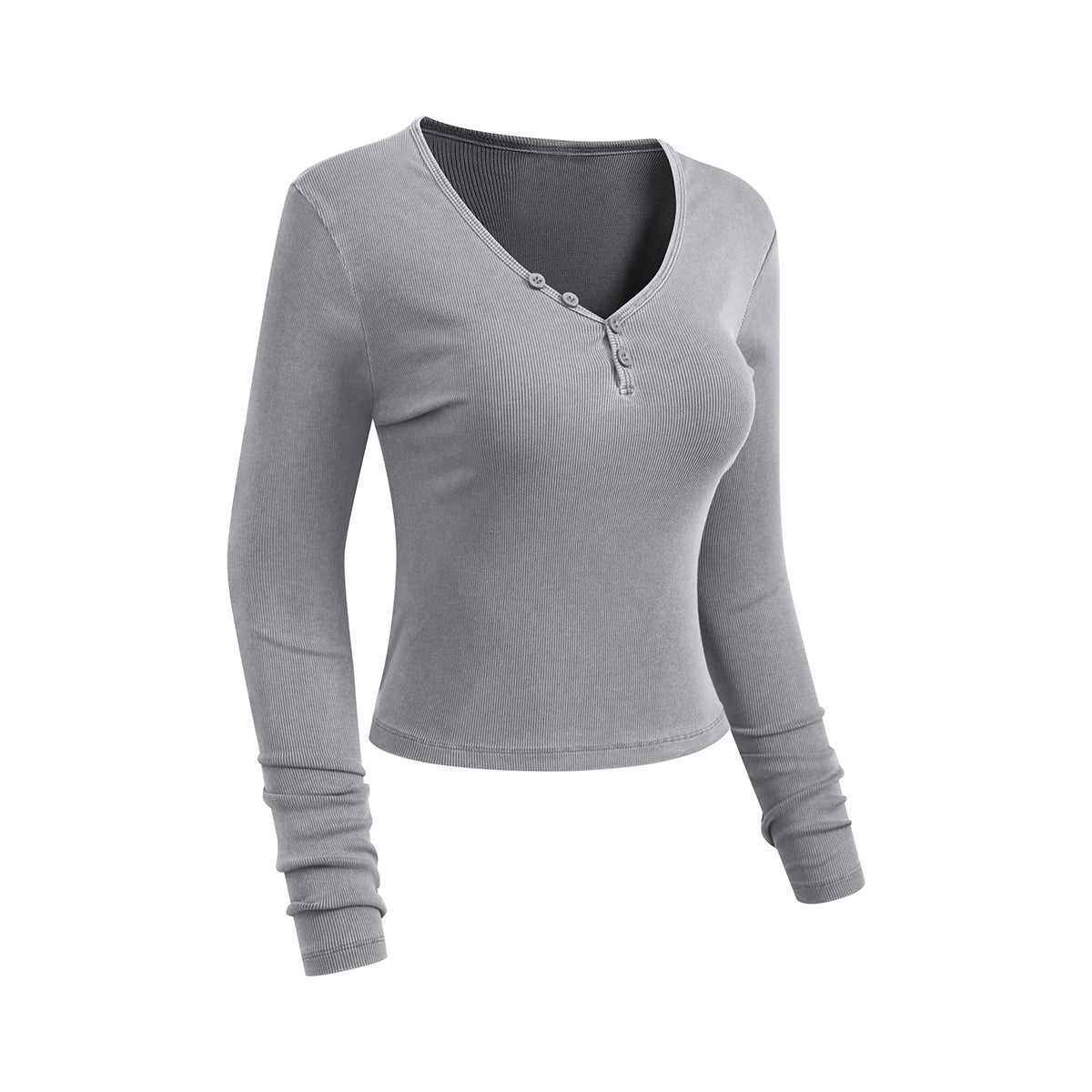 Long-Sleeve Ribbed Henley Top 8.25oz