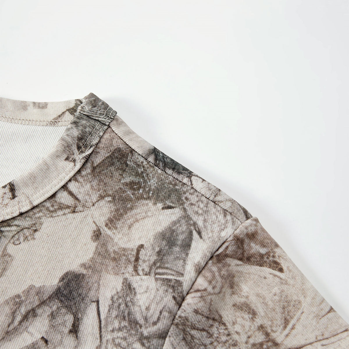 Forest Print Camo Cropped Short Sleeve Nature Tee