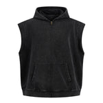 Sleeveless Zip Hoodie Casual Vest Hood Pockets Included