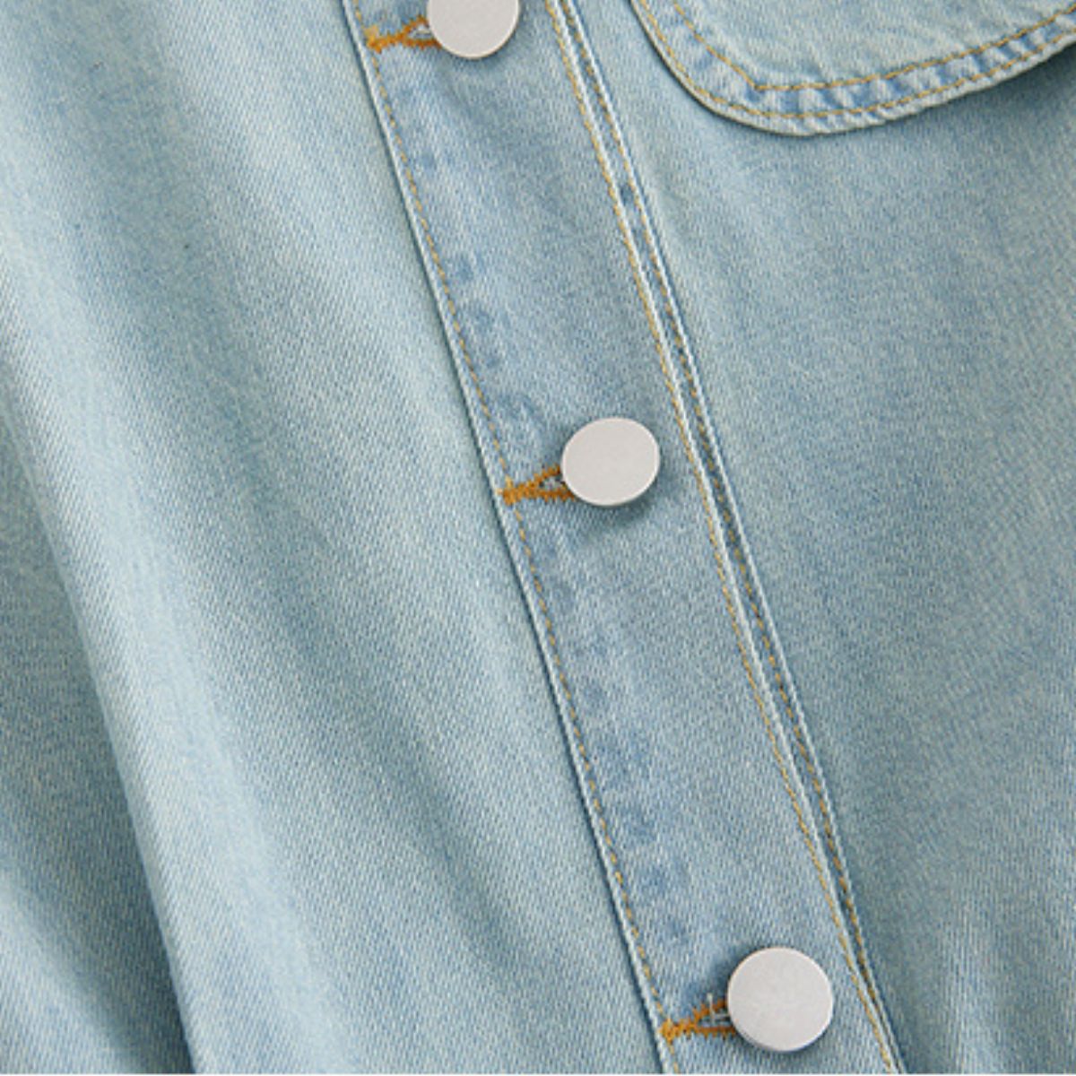 Vestido camisero vaquero midi plisado de manga corta