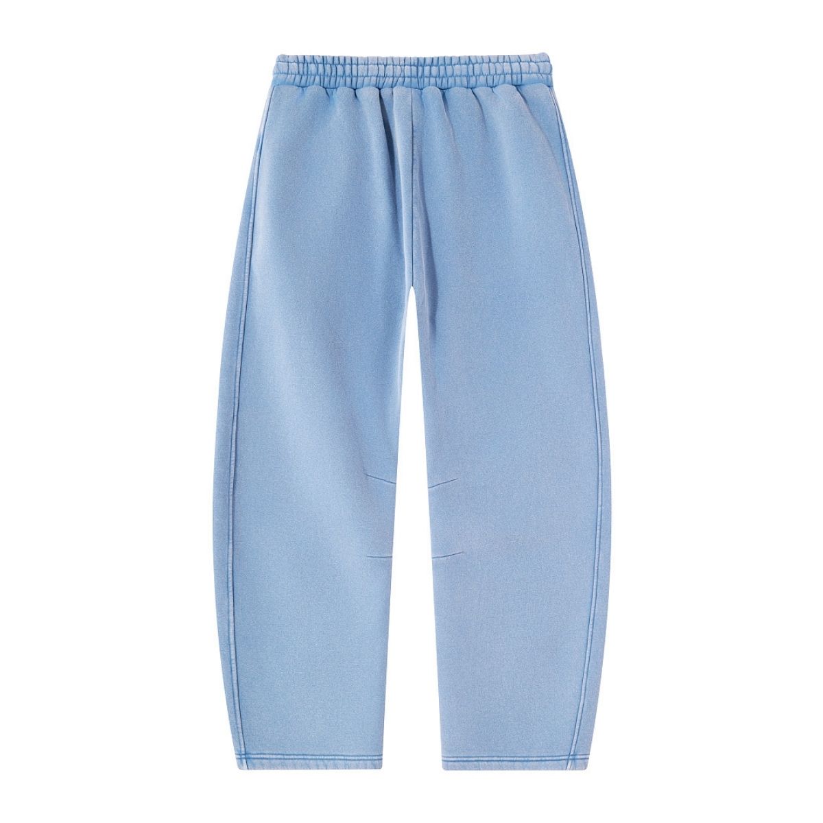 Vintage Washed Fleece‑Lined Elastic Waist Curved Leg Pants