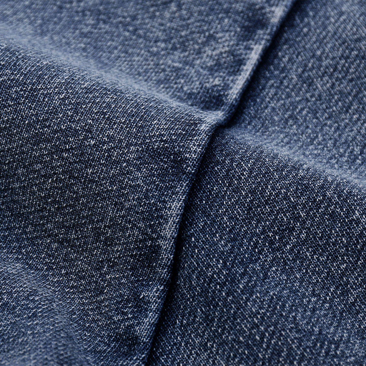 Crew Neck Washed Knit Denim Sweatshirt