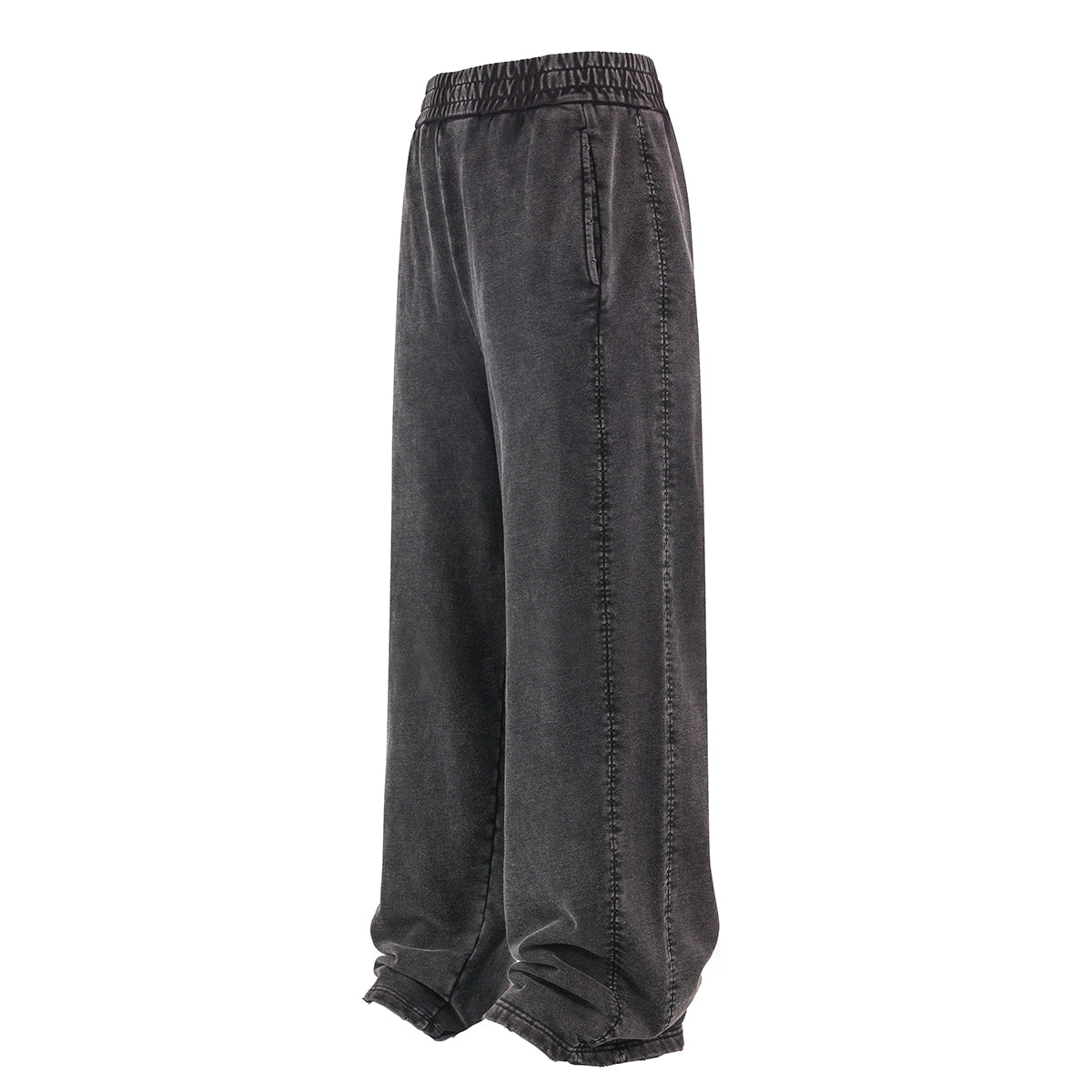 Stone-Wash Side Seam Distressed Sweatpants
