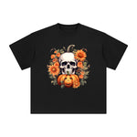Skull Pumpkin Graphic Tee-INNBLAC Fashion Apparel