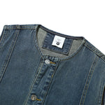 Crew Neck Button-Front Denim Vest