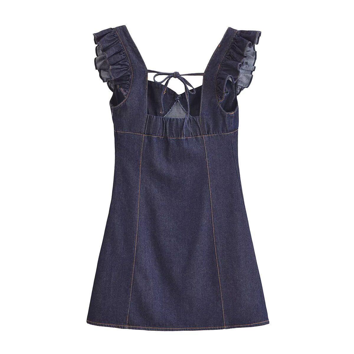 Falda vaquera con bordado de perlas y lavado vintage