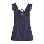 Falda vaquera con bordado de perlas y lavado vintage