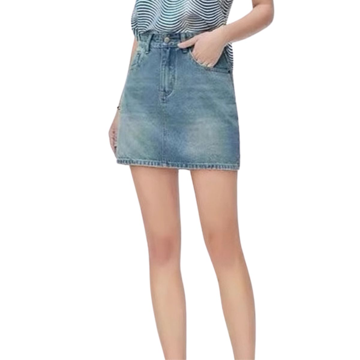 Women's Distressed Denim Mini Skirt