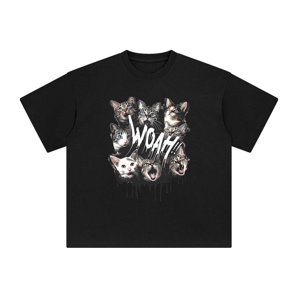Cats Meowing Graphic Tee-INNBLAC Fashion Apparel