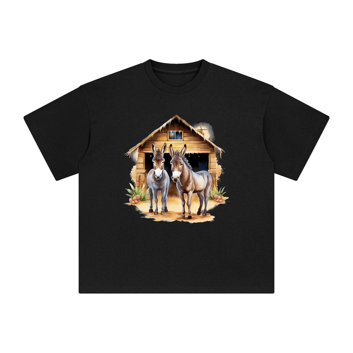 Couple Donkey In Small House Graphic Tee-INNBLAC Fashion Apparel