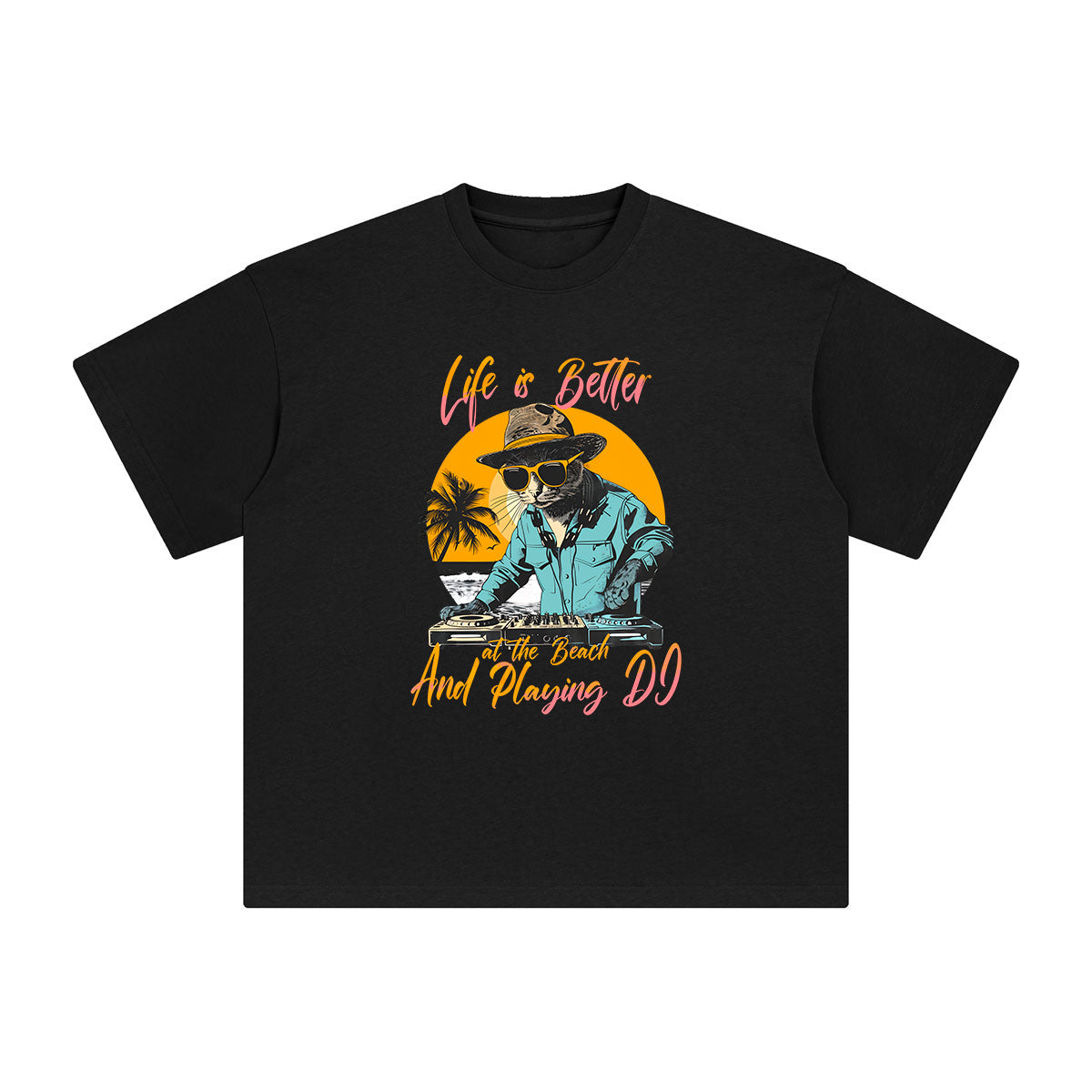 Life Is Better At The Beach And Playing DJ Graphic Tee-INNBLAC Fashion Apparel