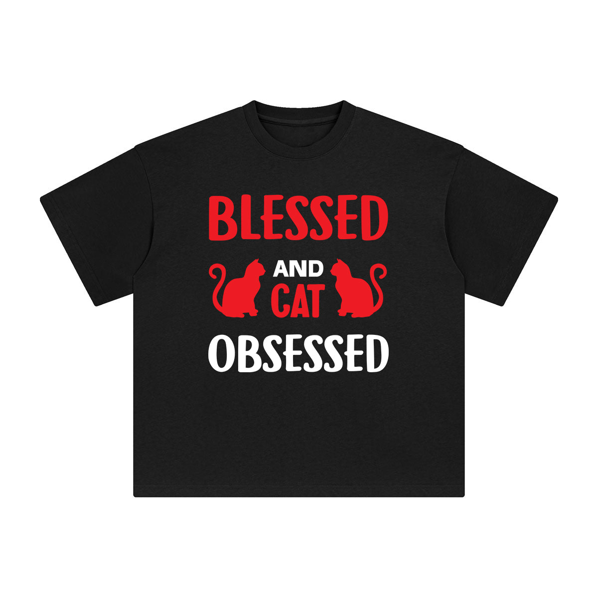 Blessed And Cat Obsessed Graphic Tee-INNBLAC Fashion Apparel