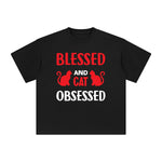 Blessed And Cat Obsessed Graphic Tee-INNBLAC Fashion Apparel