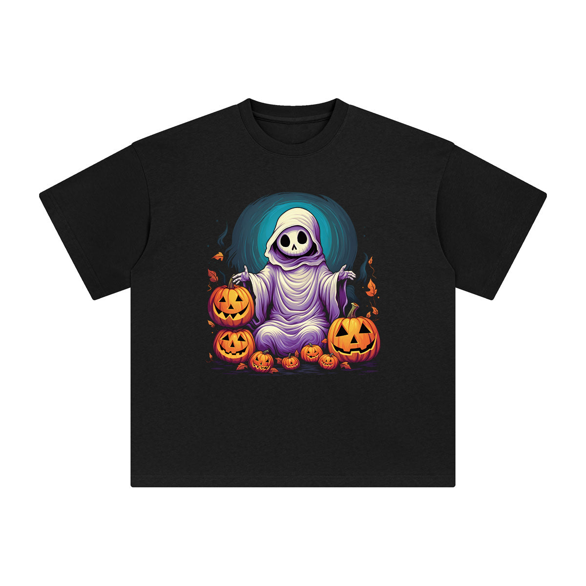 Halloween Ghost & Pumpkin Graphic Tee-INNBLAC Fashion Apparel