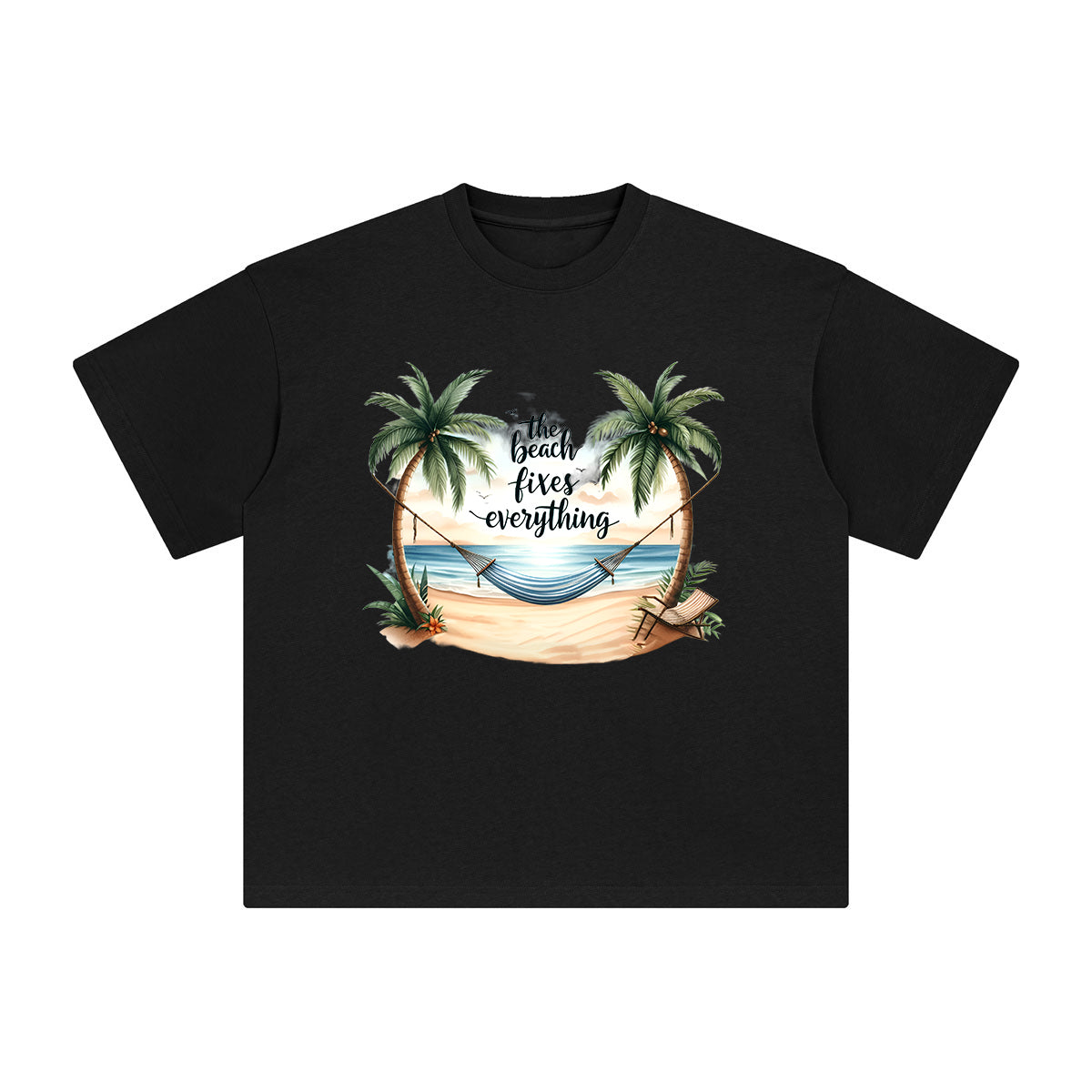 The Beach Fixes Everthing Graphic Tee-INNBLAC Fashion Apparel