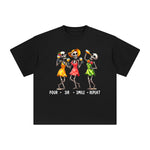 Skeleton Women Drinking Juice Graphic Tee-INNBLAC Fashion Apparel